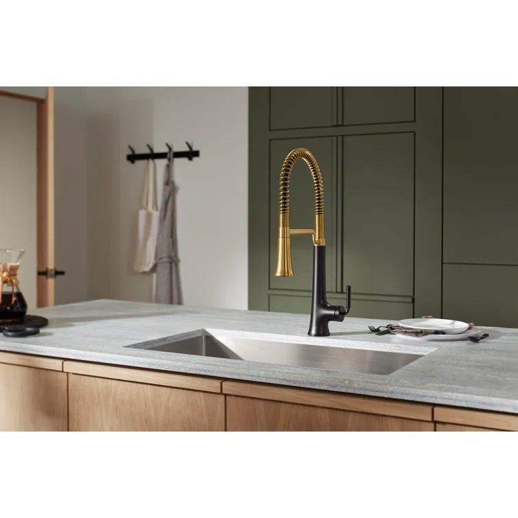 Kohler Tone Single Handle Semi-Professional Pre-Rinse Kitchen Sink Faucet with Three-Function Pull Down Sprayer