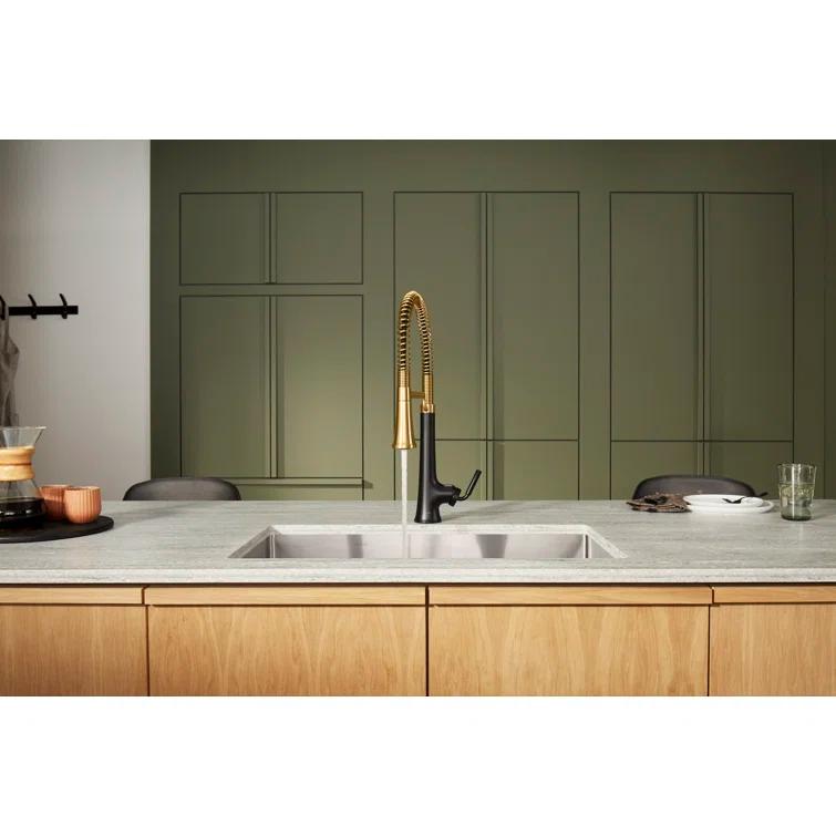 Kohler Tone Single Handle Semi-Professional Pre-Rinse Kitchen Sink Faucet with Three-Function Pull Down Sprayer