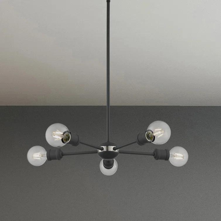 5 - Light Steel Dimmable Sputnik Sphere Chandelier