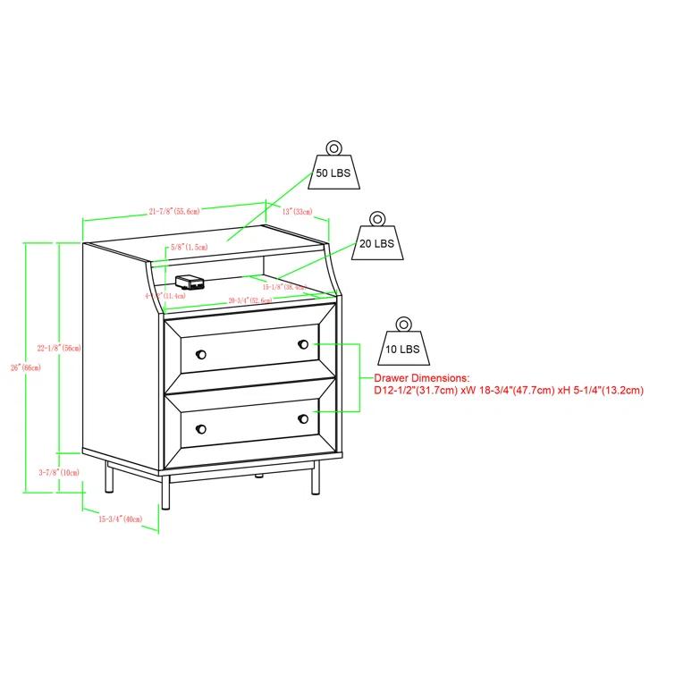 Minot 2-Drawer Nightstands with Dual USB Port