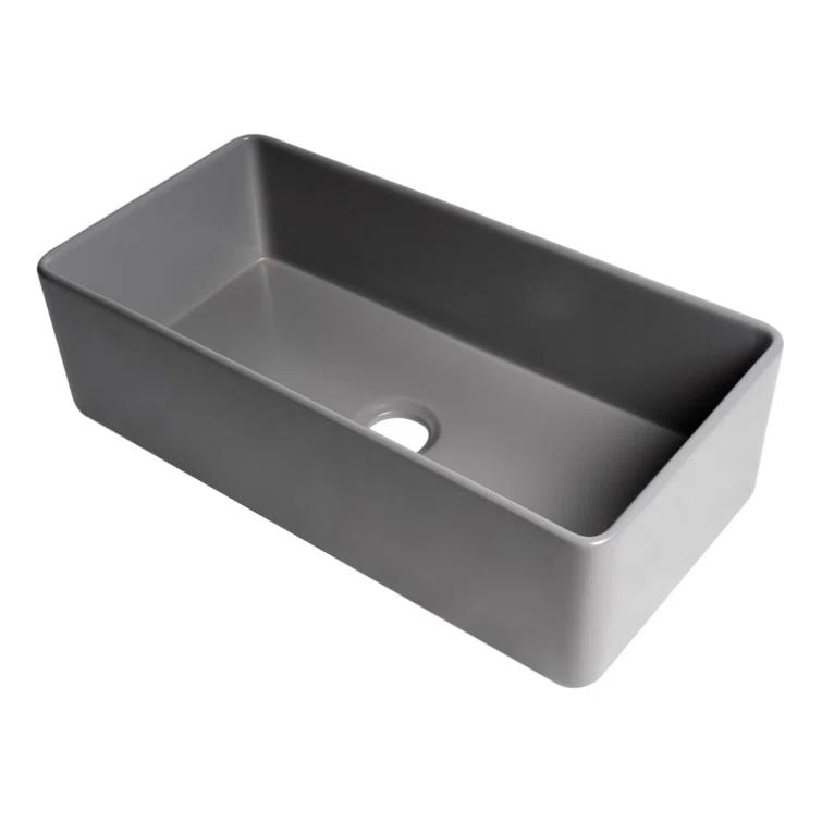 Alfi Brand 36'' L Farmhouse / Apron Single Bowl Fireclay Kitchen Sink ABF3618-GM