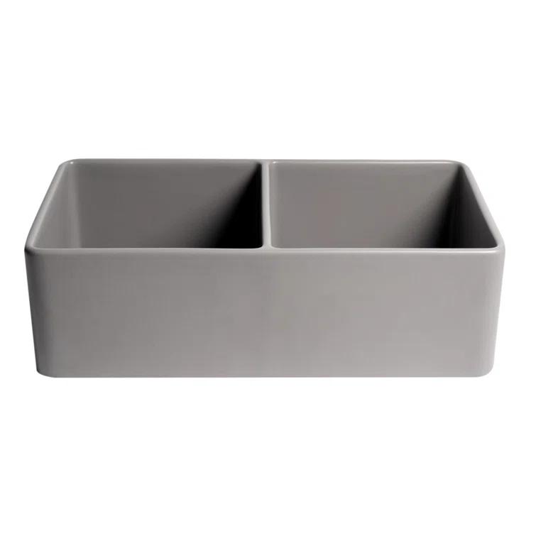 33'' L Farmhouse / Apron Double Bowl Fireclay Kitchen Sink