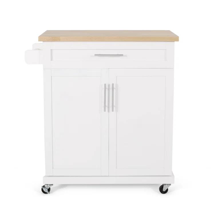 Red Barrel Studio® Modern Functional Kitchen Cart with Manufactured Wood Top,Storage Cart with Drawer