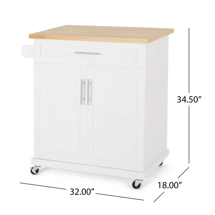 Red Barrel Studio® Modern Functional Kitchen Cart with Manufactured Wood Top,Storage Cart with Drawer