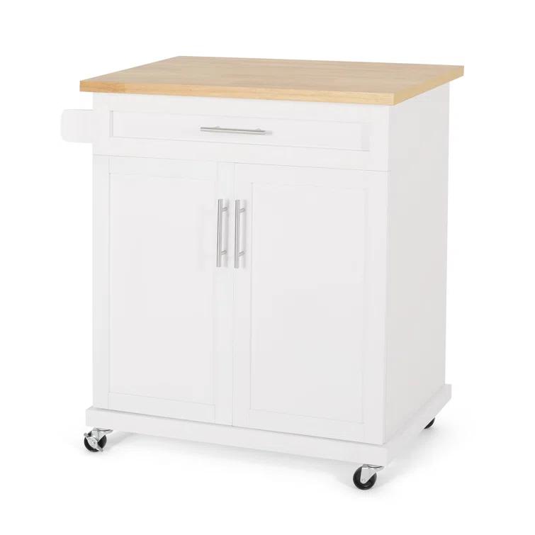 Red Barrel Studio® Modern Functional Kitchen Cart with Manufactured Wood Top,Storage Cart with Drawer