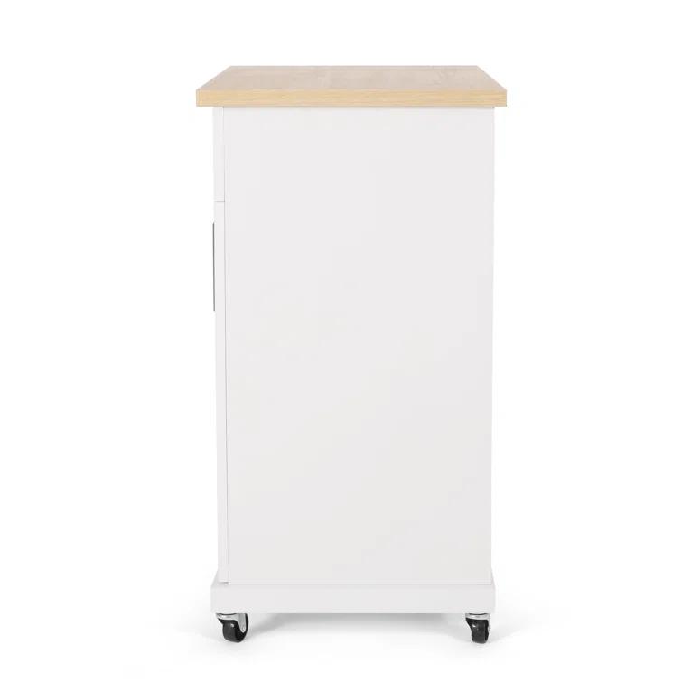 Red Barrel Studio® Modern Functional Kitchen Cart with Manufactured Wood Top,Storage Cart with Drawer