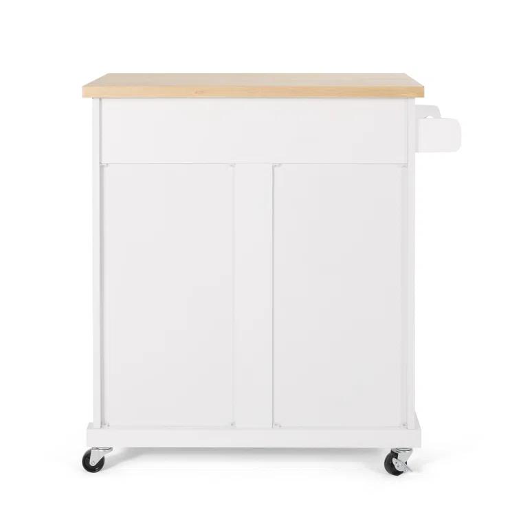 Red Barrel Studio® Modern Functional Kitchen Cart with Manufactured Wood Top,Storage Cart with Drawer
