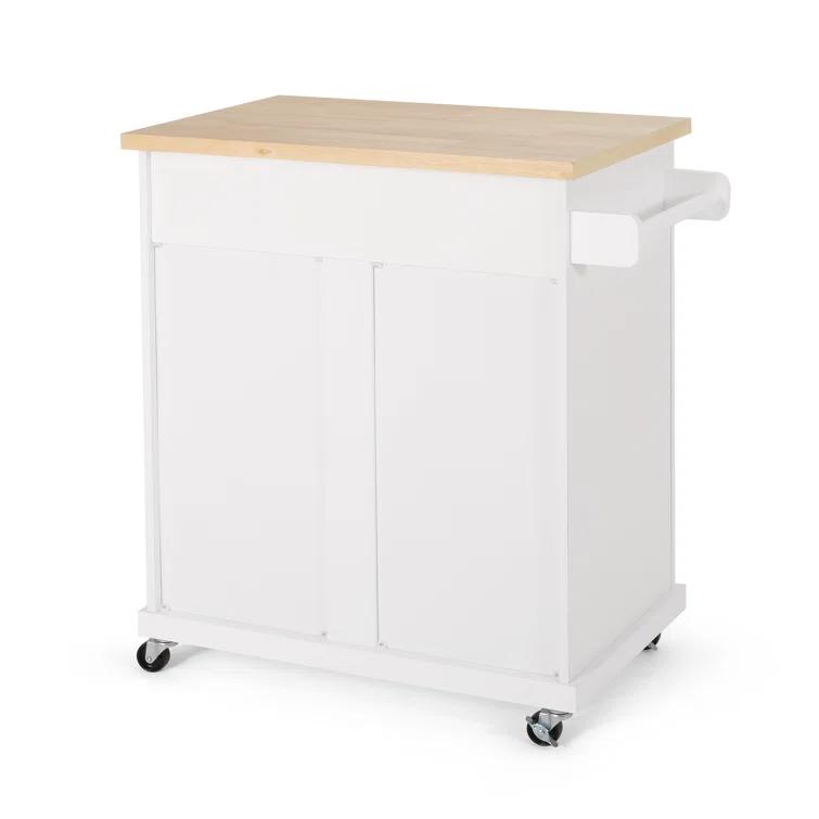 Red Barrel Studio® Modern Functional Kitchen Cart with Manufactured Wood Top,Storage Cart with Drawer