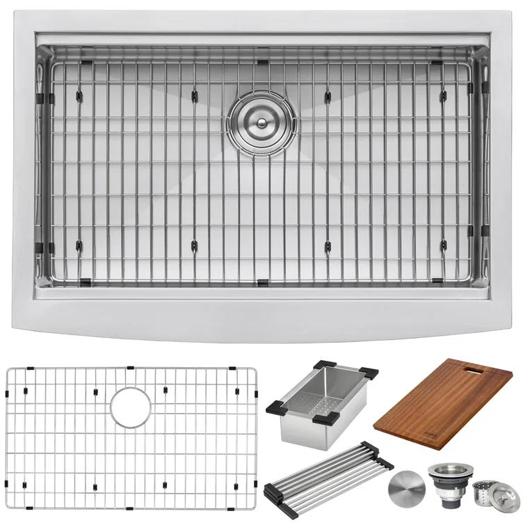 Ruvati 36-inch Apron-front Workstation Farmhouse Kitchen Sink 16 Gauge Stainless Steel Single Bowl