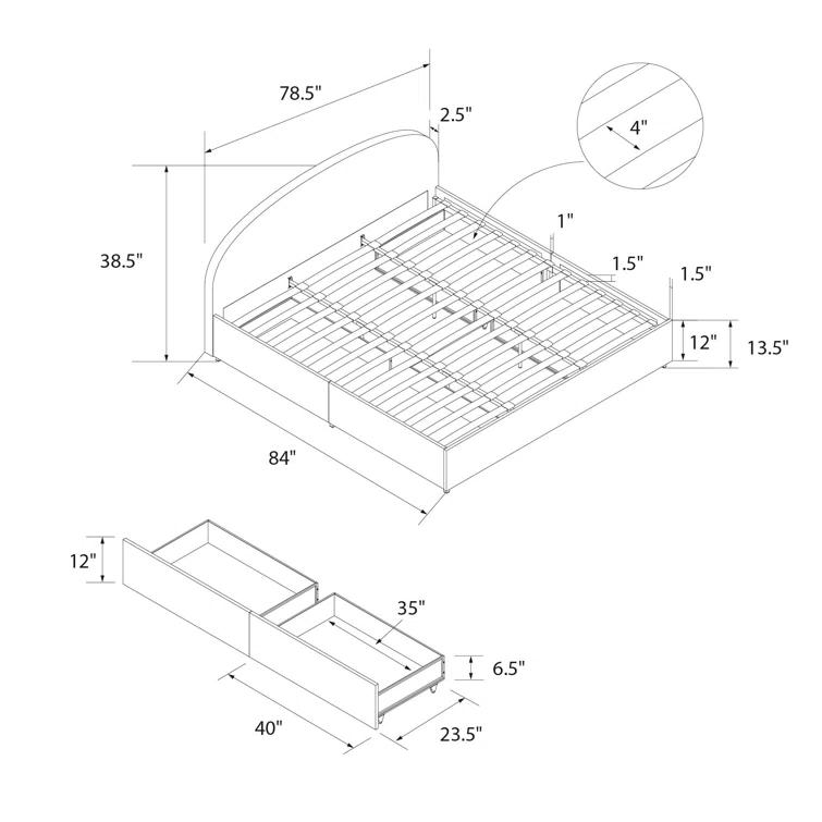 Moon Upholstered Platform Storage Bed