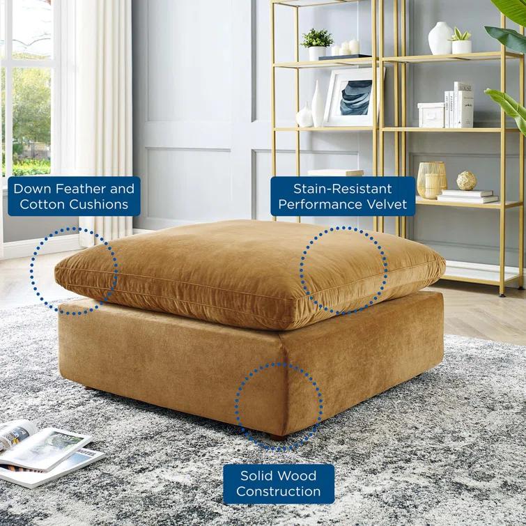 Modway Commix Down Filled Overstuffed Performance Velvet Ottoman