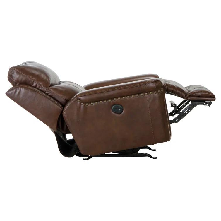 Hildi Top Grain Italian Leather Match Power Recliner with USB Charging Port