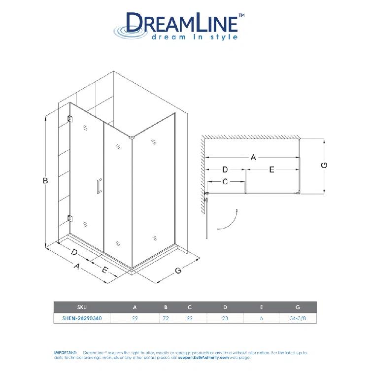 Unidoor Plus 60" W x 34" D x 72" H Frameless Rectangle Shower Enclosure with Fixed Panel