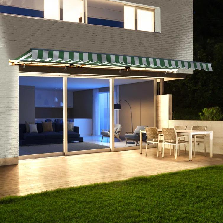 Semi-Cassette Patio Awning with LED Lights - Moroccan Collection
