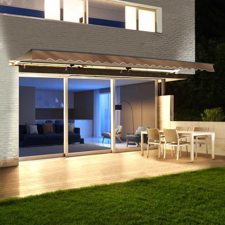 Semi-Cassette Patio Awning with LED Lights - Moroccan Collection