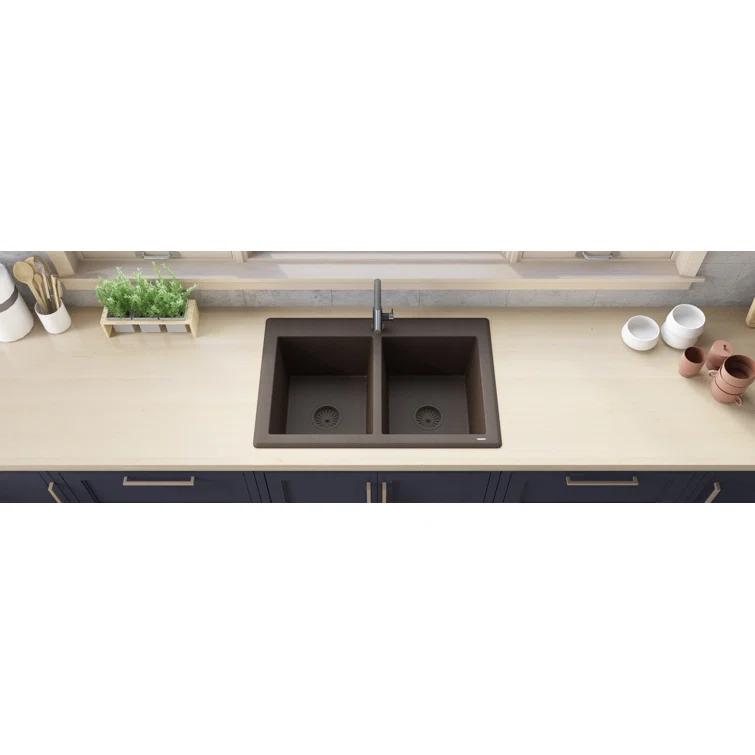 Ruvati 33 x 22 inch epiGranite Top-Mount Granite Composite Kitchen Sink