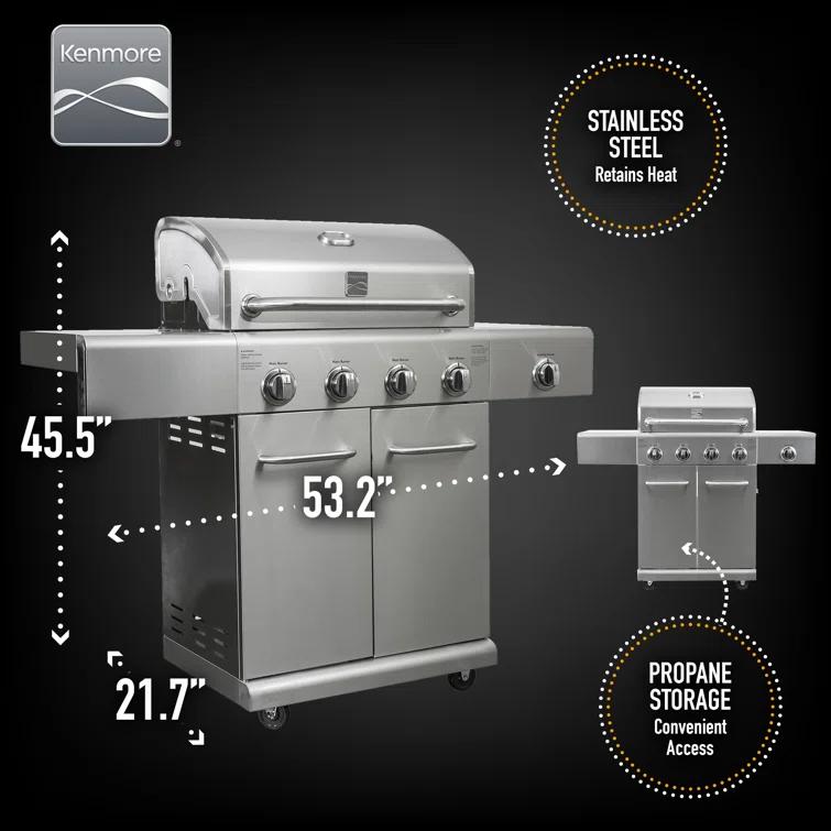 Kenmore 4 - Burner Free Standing Liquid Propane 52000 BTU Gas Grill with Cabinet