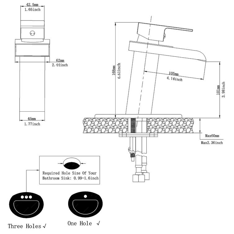 VIBRANTBATH 8009C-2 Single-Hole Single-handle Bathroom Faucet