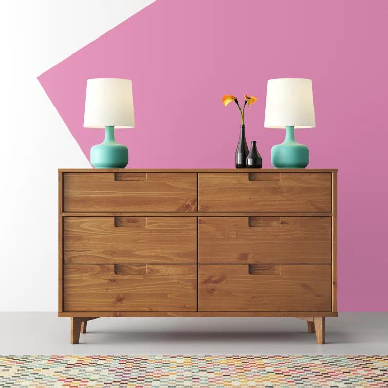 Yarber 6 Drawer Solid Wood Double Dresser