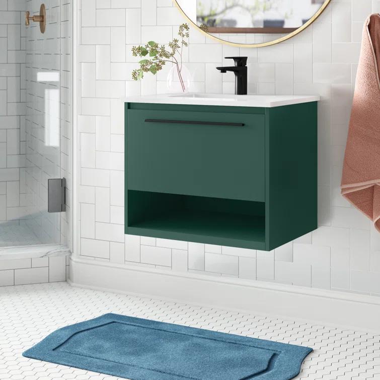 Wade Logan® Roman 24'' Single Bathroom Vanity with Engineered Marble Top