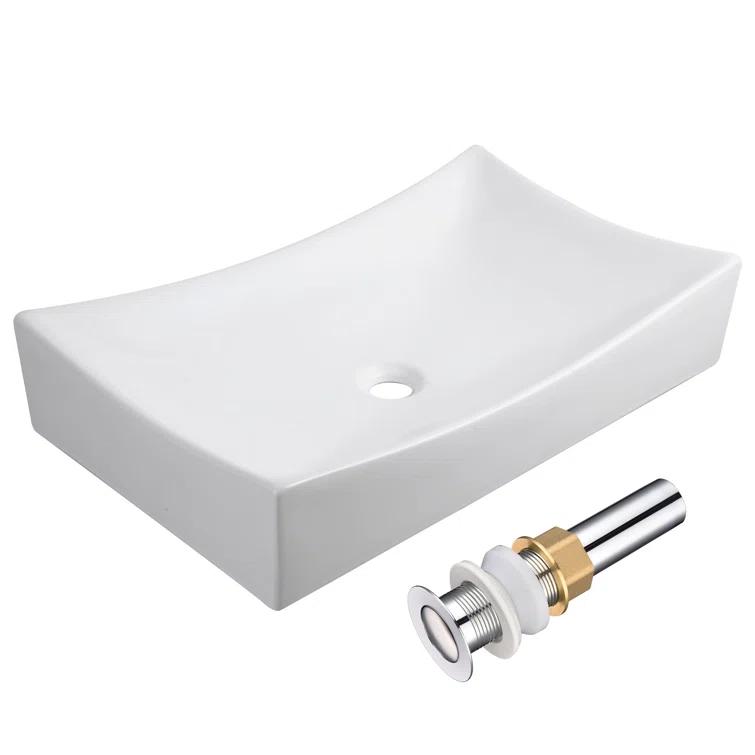 Aquaterior 16'' Porcelain Rectangular Bathroom Sink
