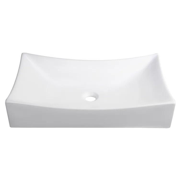 Aquaterior 16'' Porcelain Rectangular Bathroom Sink