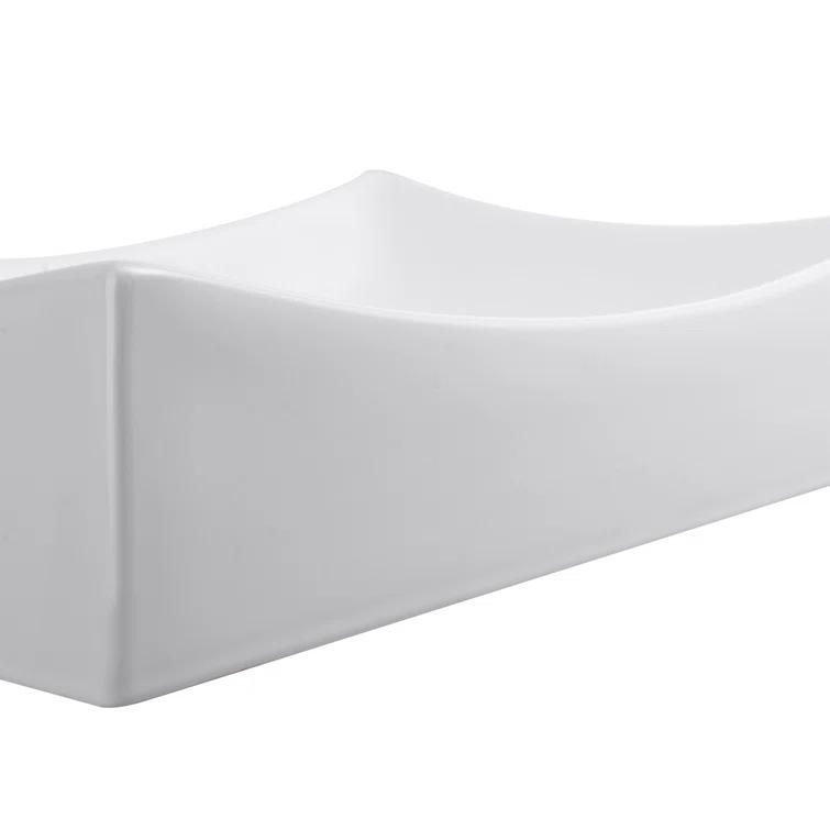 Aquaterior 16'' Porcelain Rectangular Bathroom Sink