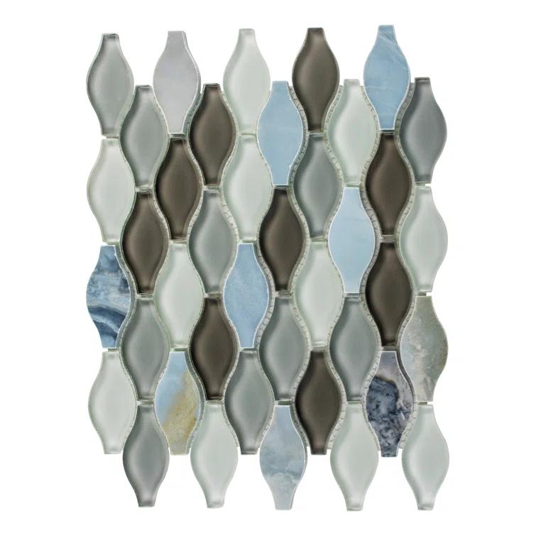 Annabelle Glass and Stone Arabesque Mosaic Kitchen Backsplash, Bathroom, Shower, Pool, Wall and Floor Tile