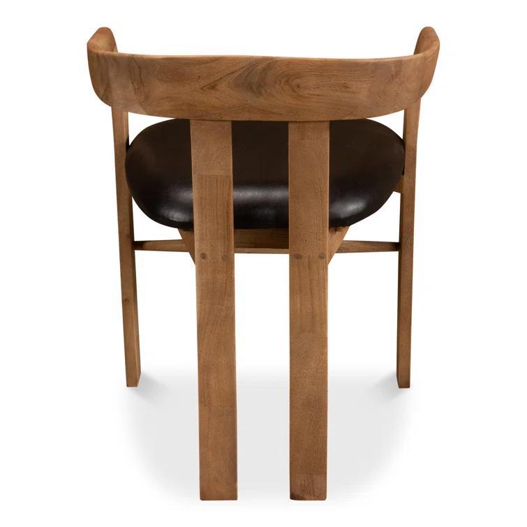 Contemporary Brown Leather Upholstered Arm Chair with Solid Wood