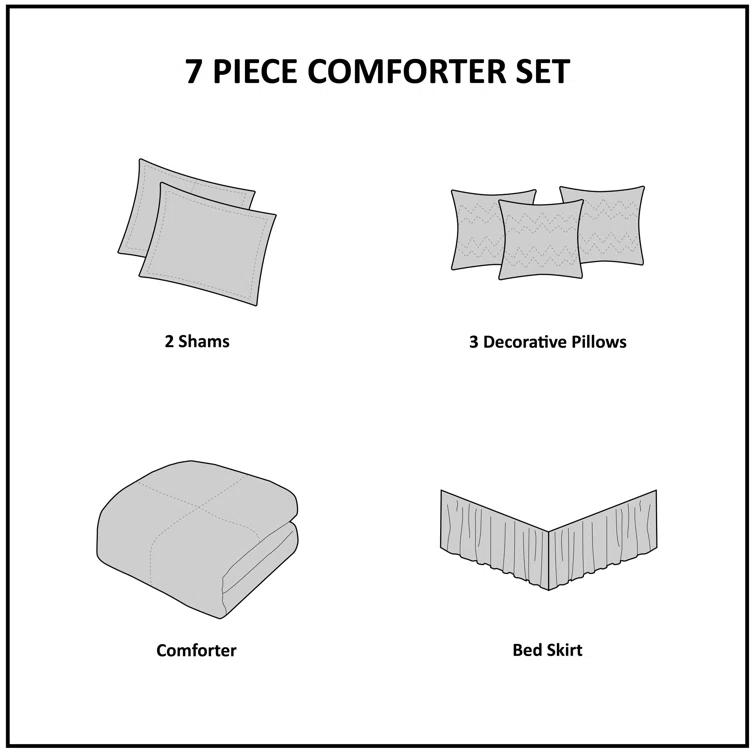 Rhapsody 7 Piece Jacquard Comforter Set