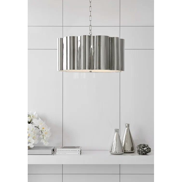 Polished Nickel Drum 4-Light Indoor Chandelier