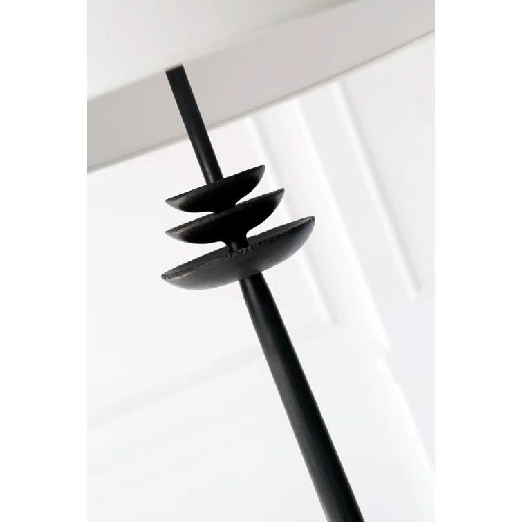 Aged Iron Floor Lamp with White Linen Shade