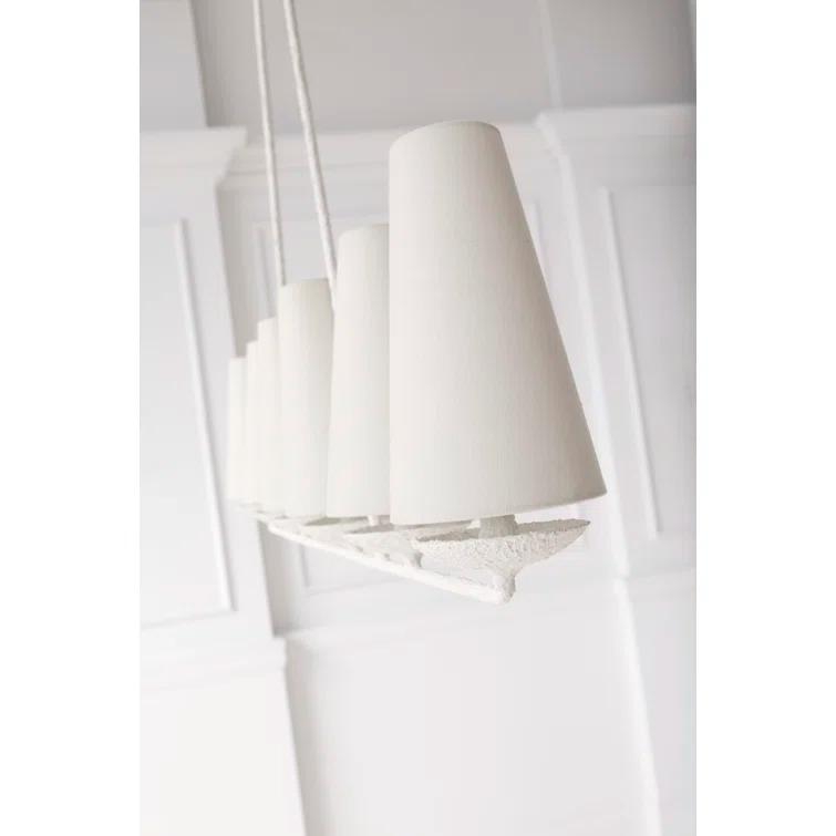 Fontaine Plaster White 6-Light Linear Candle Chandelier