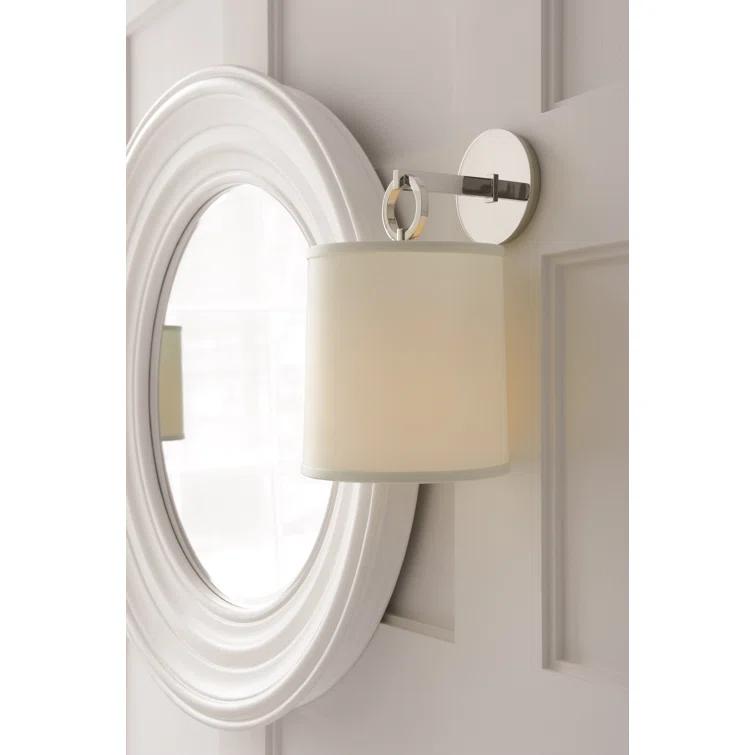Elegant Soft Brass Dimmable Wall Sconce with Silk Shade