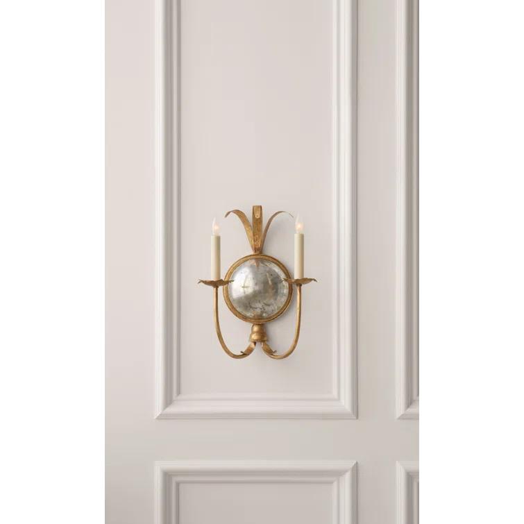 Gilded Iron 16" Double Candle Wall Sconce