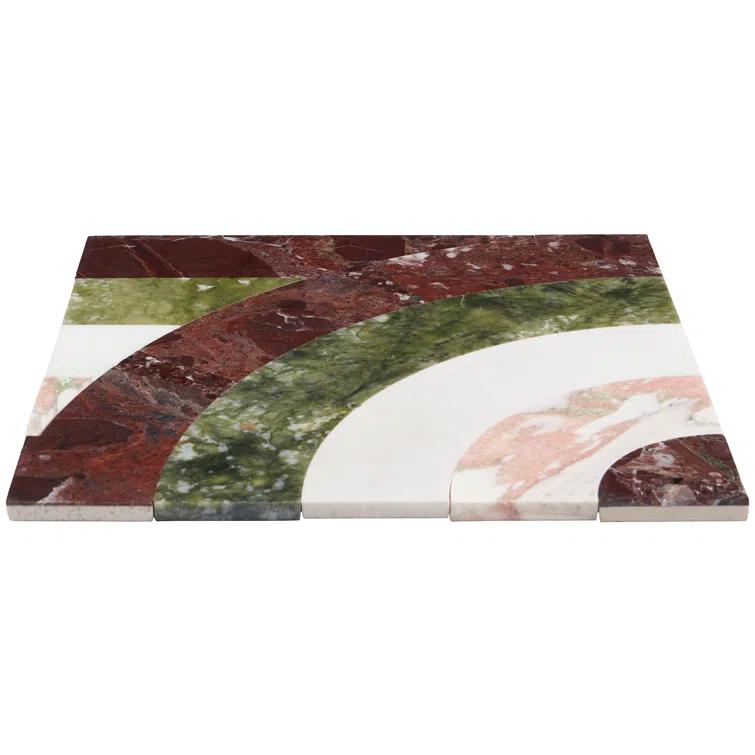 Elizabeth Sutton Curve Horizontal 2" x 12" Marble Novelty Mosaic Wall & Floor Tile ( 1 sq. ft. / sheet)