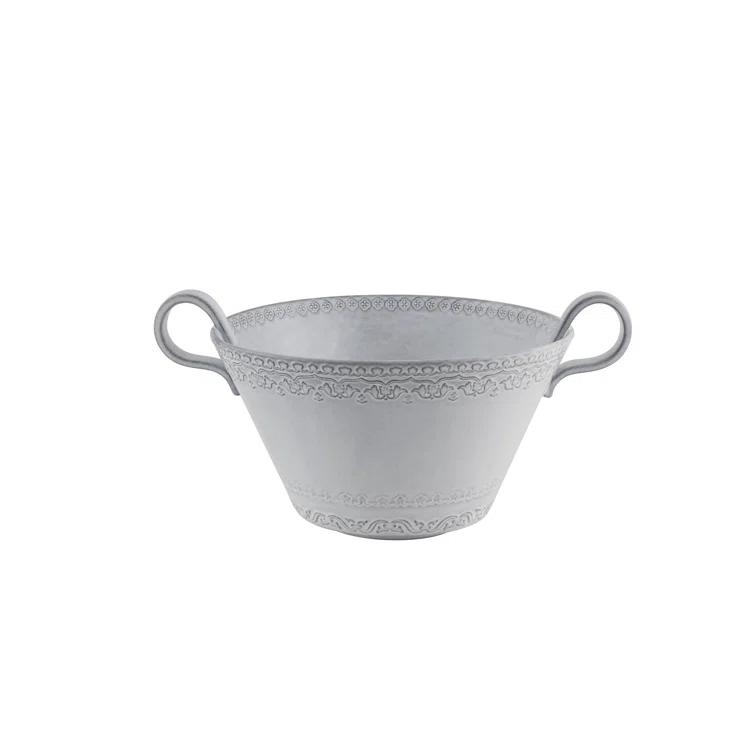 Antique White Ceramic Microwave Safe Salad Bowl with Handles