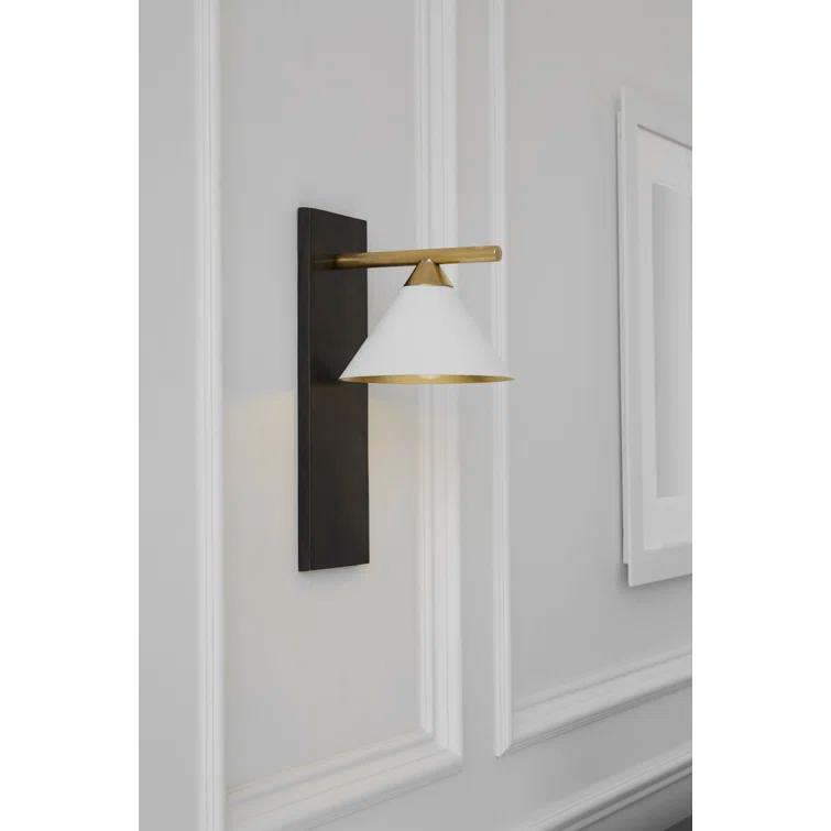 Cleo Bronze and Matte White 14" Armed Wall Sconce