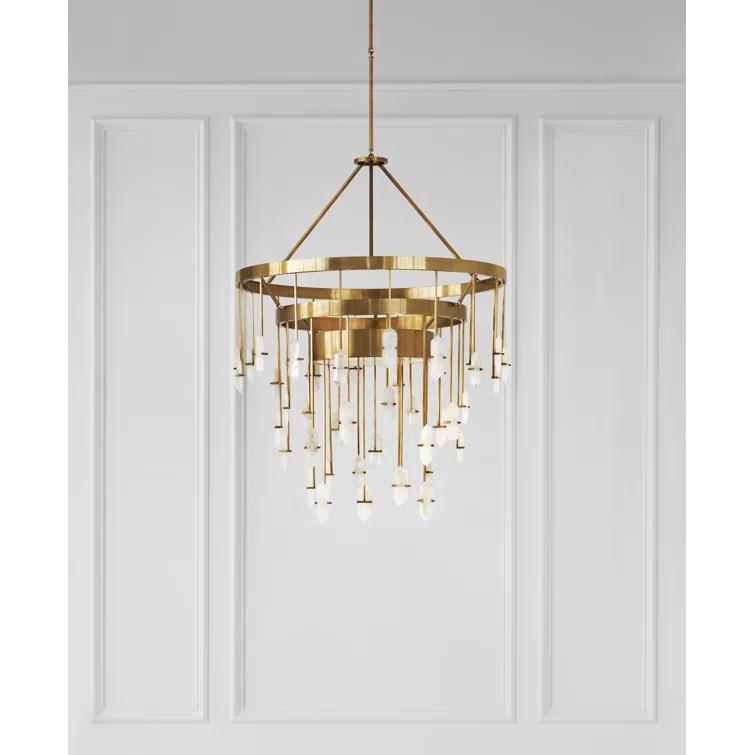 Elegant 48" Brass and Crystal 6-Light Plug-in Chandelier
