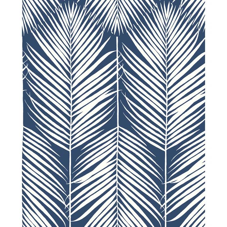 NextWall Coastal Blue Palm Silhouette Peel and Stick Wallpaper