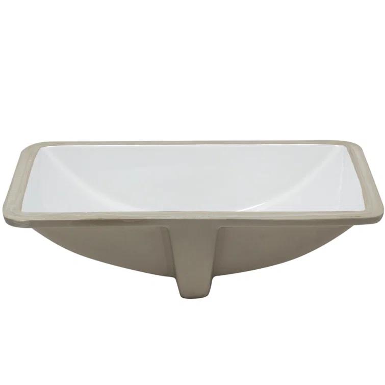 Novatto NP-U193902 Novatto 18.25'' White Porcelain Rectangular Bathroom Sink with Overflow