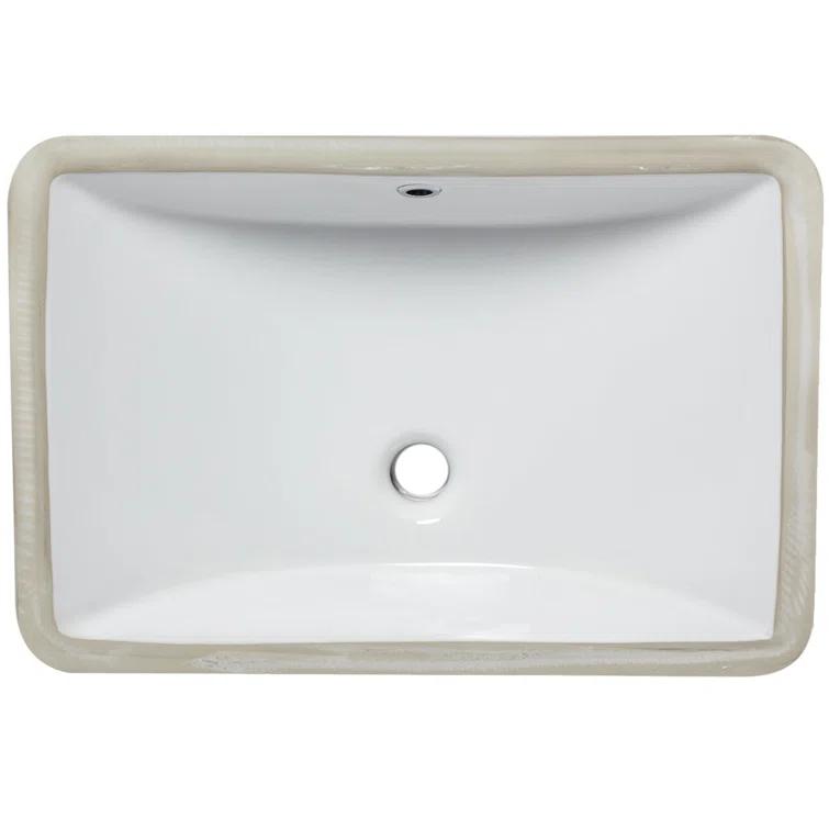 Novatto NP-U193902 Novatto 18.25'' White Porcelain Rectangular Bathroom Sink with Overflow