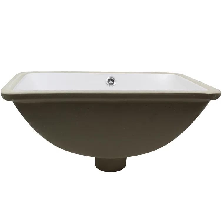 Novatto NP-U193902 Novatto 18.25'' White Porcelain Rectangular Bathroom Sink with Overflow