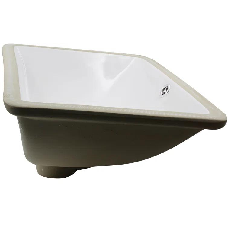 Novatto NP-U193902 Novatto 18.25'' White Porcelain Rectangular Bathroom Sink with Overflow