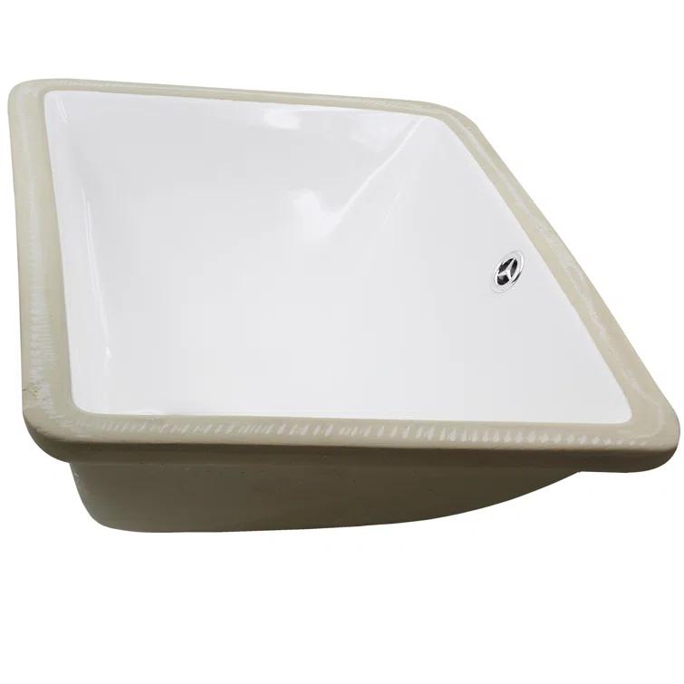 Novatto NP-U193902 Novatto 18.25'' White Porcelain Rectangular Bathroom Sink with Overflow