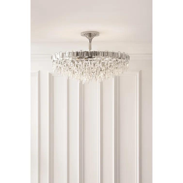 Polished Nickel Crystal 10-Light Semi Flush Mount