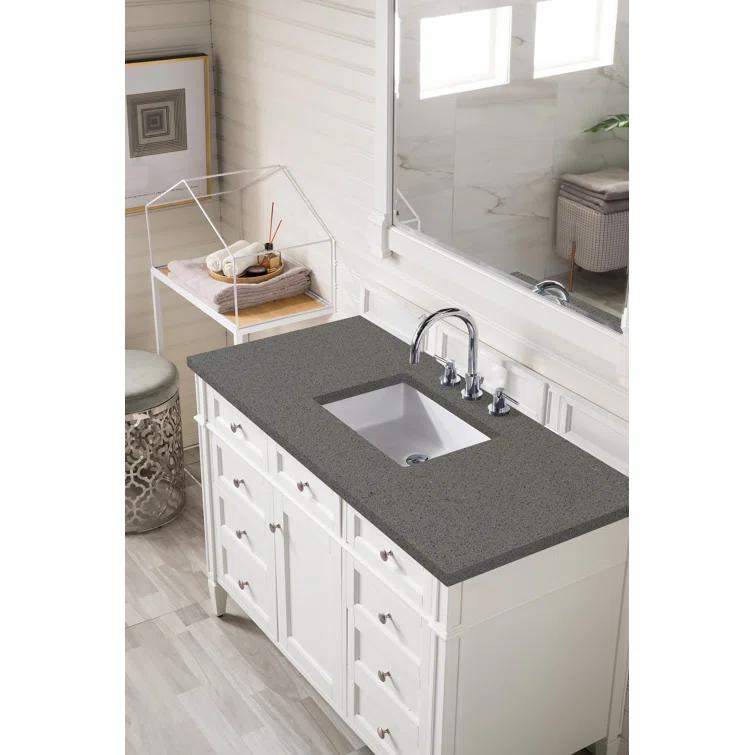 Bright White 47" Plywood Single Vanity with Satin Nickel Hardware