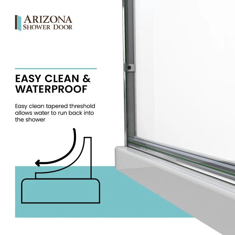 Lese 57" W x 66" H Semi-Frameless Shower Door