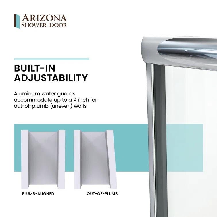 Lese 57" W x 66" H Semi-Frameless Shower Door