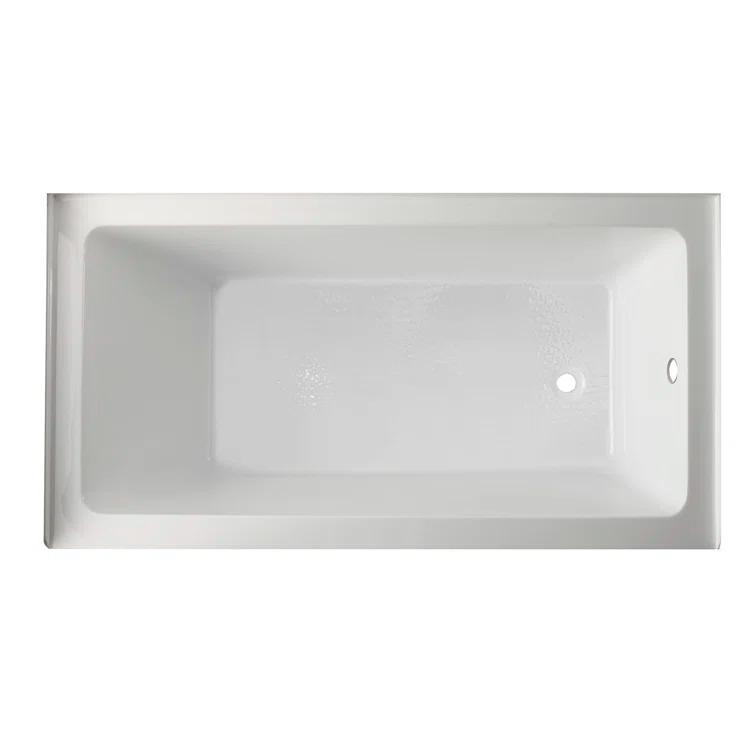 Kingston Brass VTAP6032R22C Kingston Brass Aqua Eden 60-Inch Acrylic Rectangular 3-Wall Alcove Tub with Anti-Skid Surface